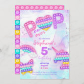 Pop es fidget Spielzeug Einhorn Regenbogen Geburts Einladung (Vorne/Hinten)