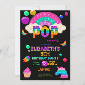 Pop es Geburtstagseinladung, Pop It Party Einladung