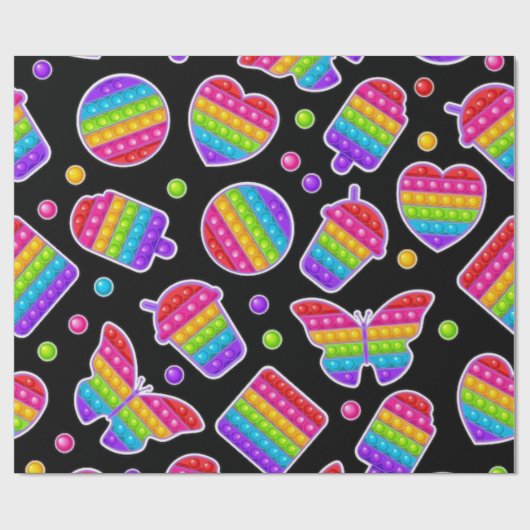 Pop es Regenbogen Schmetterlinge und Herzen Geburt Geschenkpapier (Flach)