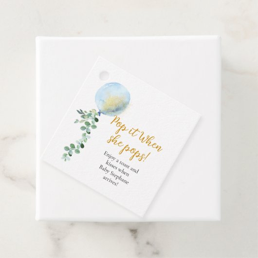 Pop es, wenn sie blauen Ballon Eukalyptus Pop Geschenkanhänger (Beispiel)