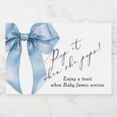 Pop es, wenn sie Blue Bow Baby Shower Pop Schaumweinetikett (Einzelnes Label)