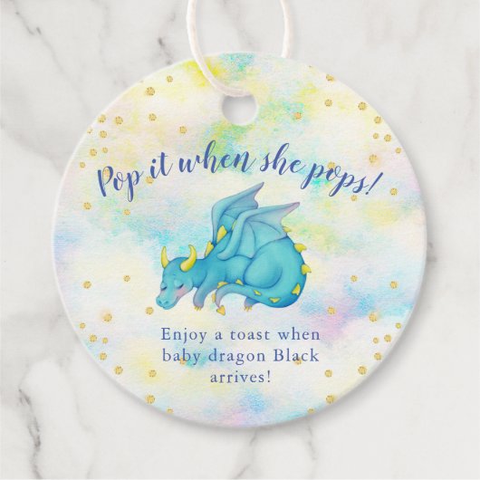 Pop es, wenn sie Blue Dragon Baby Dusche Pop Geschenkanhänger (Vorderseite)