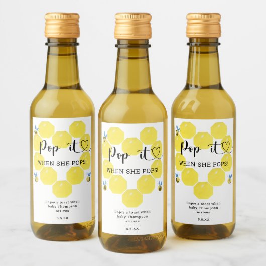 Pop es, wenn sie Honey Bee Baby Dusche Pop Weinetikett (Flaschen)