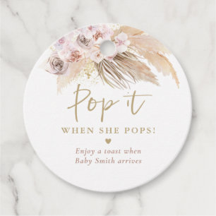 Pop es, wenn sie Pampas Grass Baby Dusche Pop Geschenkanhänger
