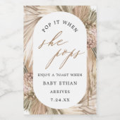 Pop es, wenn sie Pampas Grass Baby Dusche Pop Weinetikett (Einzelnes Label)