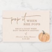 Pop es, wenn sie Pop Baby Dusche Gefallen, Pumpkin Schaumweinetikett (Einzelnes Label)