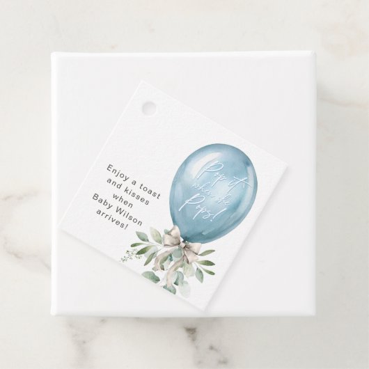 Pop es, wenn sie Pop Blue Balloon Bow Greenerie Geschenkanhänger (Beispiel)