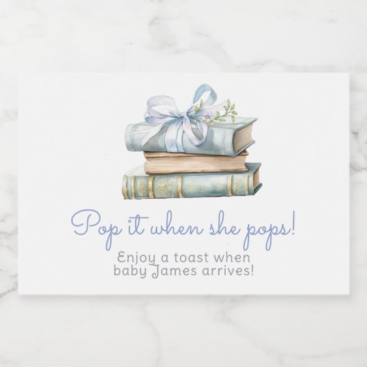 Pop es, wenn sie Pop Bücher New Chapter Babydusche Schaumweinetikett (Einzelnes Label)