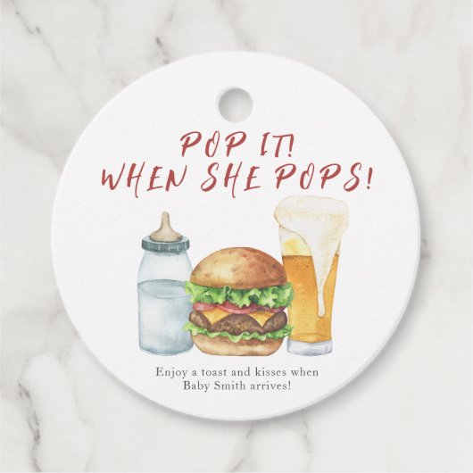 Pop es, wenn sie Pop!Burger, Bier und Babydusche Geschenkanhänger (Vorderseite)