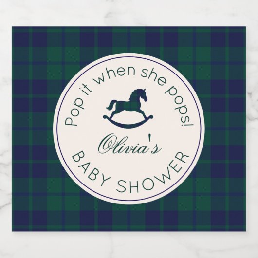 Pop es, wenn sie Pop Classic Rocking Pferd kariert Schaumweinetikett (Einzelnes Label)