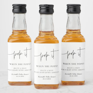 Pop es, wenn sie Pop Elegant Baby Shower Mini Alkoholflaschenetikett