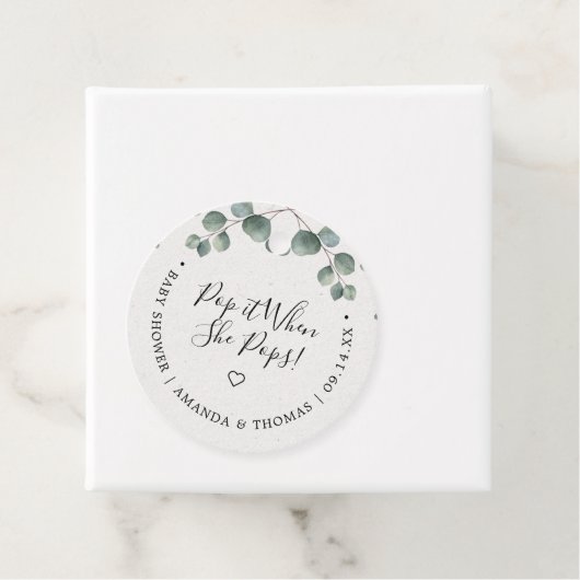 Pop es, wenn sie Pop Elegante Eucalyptus Baby Show Geschenkanhänger (Beispiel)