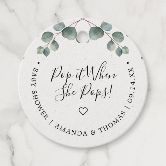 Pop es, wenn sie Pop Elegante Eucalyptus Baby Show Geschenkanhänger (Vorderseite)