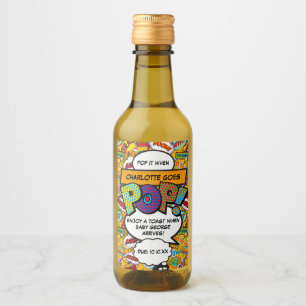 Pop es, wenn sie POP geht! Fun Comic Babydusche Weinetikett