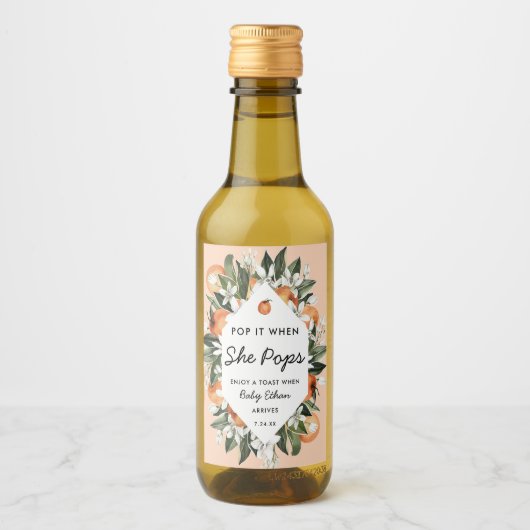 Pop es, wenn sie Pop kleine Süsse Baby Dusche Weinetikett (Vorderseite)
