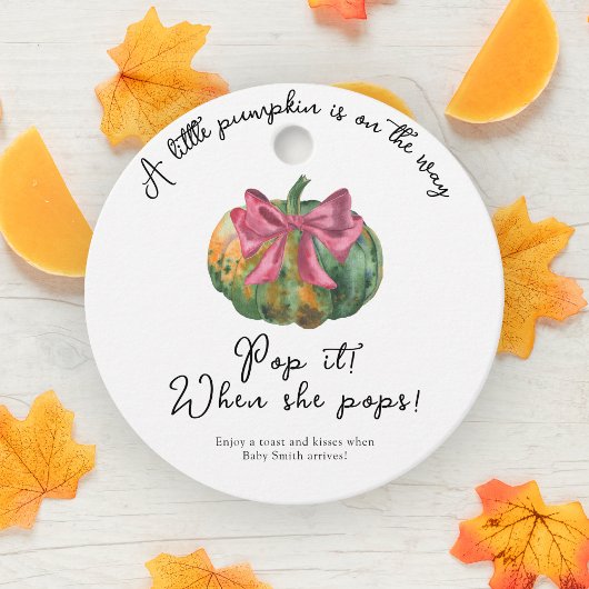 Pop es, wenn sie Pop - Kürbisbeutel-Babydusche Geschenkanhänger
