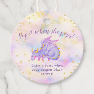 Pop es, wenn sie Pop Lila Dragon Baby Dusche Geschenkanhänger