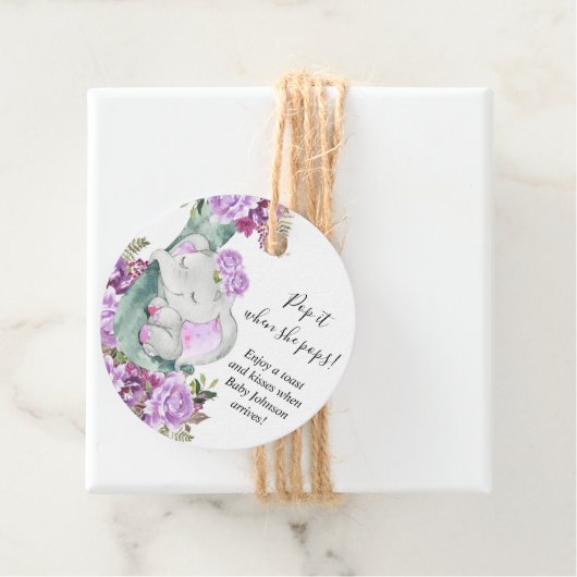 Pop es, wenn sie Pop lila Elefantenbaby Dusche Geschenkanhänger (Beispiel)