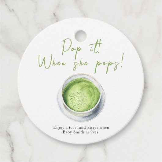 Pop es, wenn sie Pop! Matcha Latte Baby Dusche Geschenkanhänger (Vorderseite)