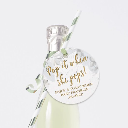 Pop es, wenn sie Pop Moderne Floral Baby Dusche Geschenkanhänger