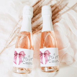 Pop es, wenn sie Pop Pink Bow Baby Shower Schaumweinetikett