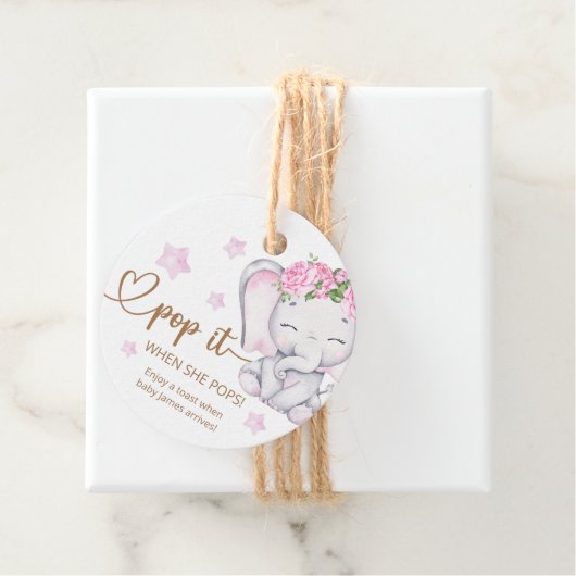 Pop es, wenn sie Pop pink Elephant Baby Dusche. Geschenkanhänger (Beispiel)