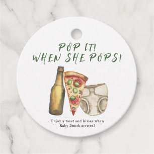 Pop es, wenn sie Pop! Pizza und Brews Baby Dusche Geschenkanhänger