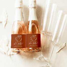 Pop es, wenn sie Pop Pumpkin Terracotta Baby Dusch Schaumweinetikett