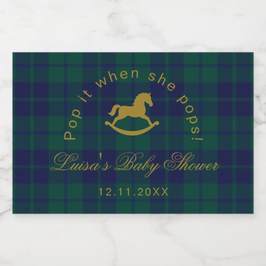 Pop es, wenn sie Pop Rockpferd Kariert Schaumweinetikett (Einzelnes Label)