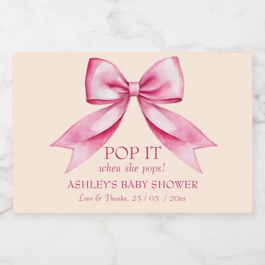 Pop es, wenn sie Pop rosa Bugband Babydusche Schaumweinetikett (Einzelnes Label)