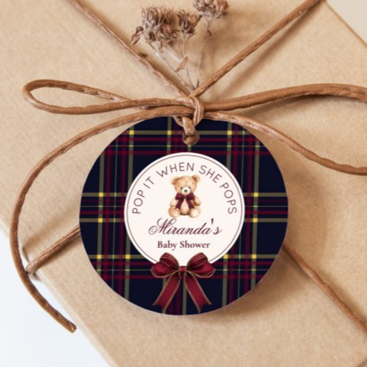 Pop es, wenn sie Pop Teddy Bear Red Bow Geschenkanhänger