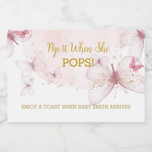 Pop es, wenn sie Pop verdecken Mini Champagner Lab Schaumweinetikett (Einzelnes Label)