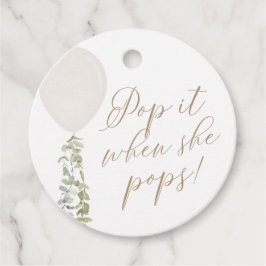 Pop es, wenn sie Pop White Balloon Baby Dusche Geschenkanhänger