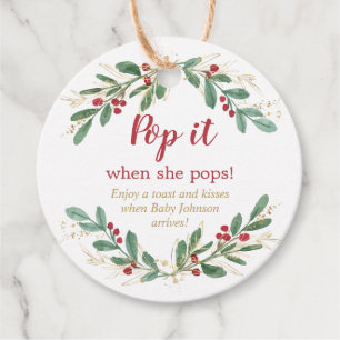 Pop es, wenn sie Weihnachtsgrün Roter Stechpalme k Geschenkanhänger