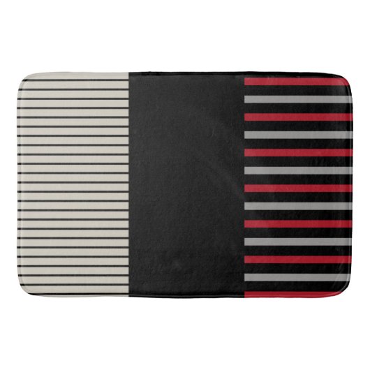 Pop-Farbstreifen rot, grau, schwarz und knochenwei Badematte (Vorderseite)