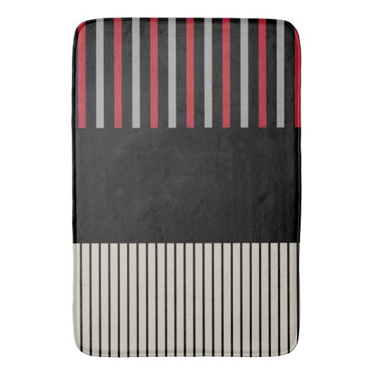 Pop-Farbstreifen rot, grau, schwarz und knochenwei Badematte (Vorderseite Vertikal)