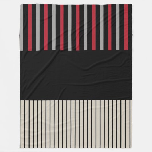 Pop-Farbstreifen rot, grau, schwarz und knochenwei Fleecedecke (Vorderseite)