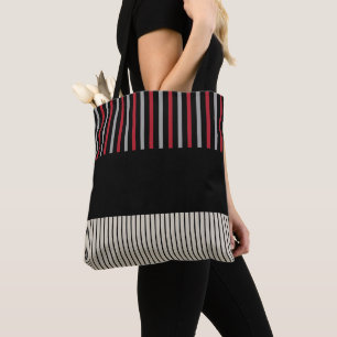 Pop-Farbstreifen rot, grau, schwarz und knochenwei Tasche