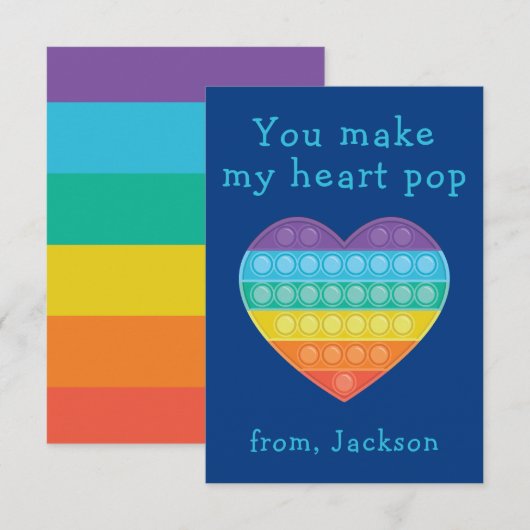 Pop Fidget-Klasse Valentine Blue-Note-Karte Dankeskarte (Vorne/Hinten)