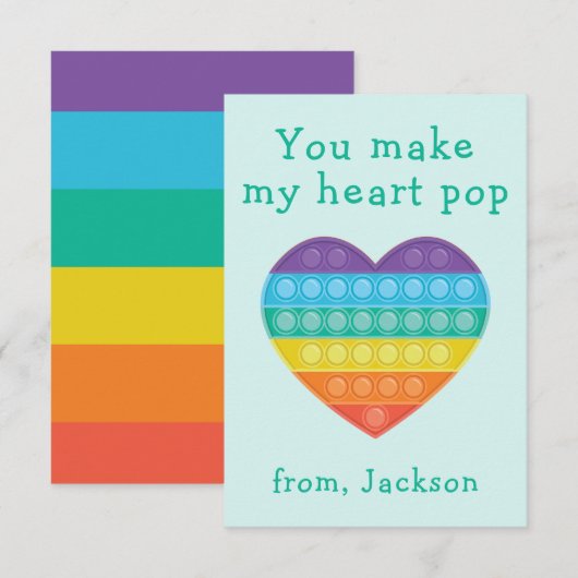 Pop-Fidget-Klasse Valentine Regenbogen-Karte Dankeskarte (Vorne/Hinten)