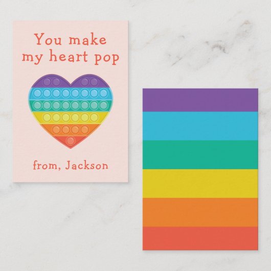 Pop-Fidget-Klasse Valentine rote Karte (Vorne/Hinten)