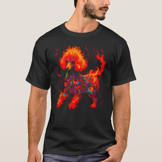 Pop Fire Pudel Hund T-Shirt (Vorderseite)