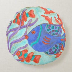 Pop-Fische Rundes Kissen