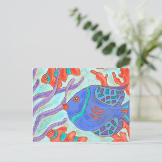 Pop Fish Postkarte (Stehend Vorderseite)