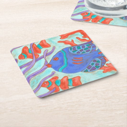 Pop Fish Rechteckiger Pappuntersetzer (angewinkelt)