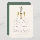 Pop Fiz Champagne Engagement Partei Einladung (Vorne/Hinten)