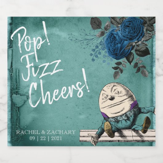 Pop Fizz Cheers Alice im Wunderland Wedding Schaumweinetikett (Einzelnes Label)