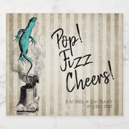 Pop Fizz Cheers Alice im Wunderland Wedding Schaumweinetikett (Einzelnes Label)