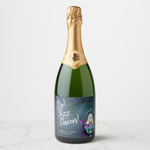 Pop Fizz Cheers Blue Alice im Wunderland Wedding Schaumweinetikett