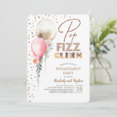 Pop Fizz Clink Balloon Garlands Moderne Verlobung Einladung (Stehend Vorderseite)